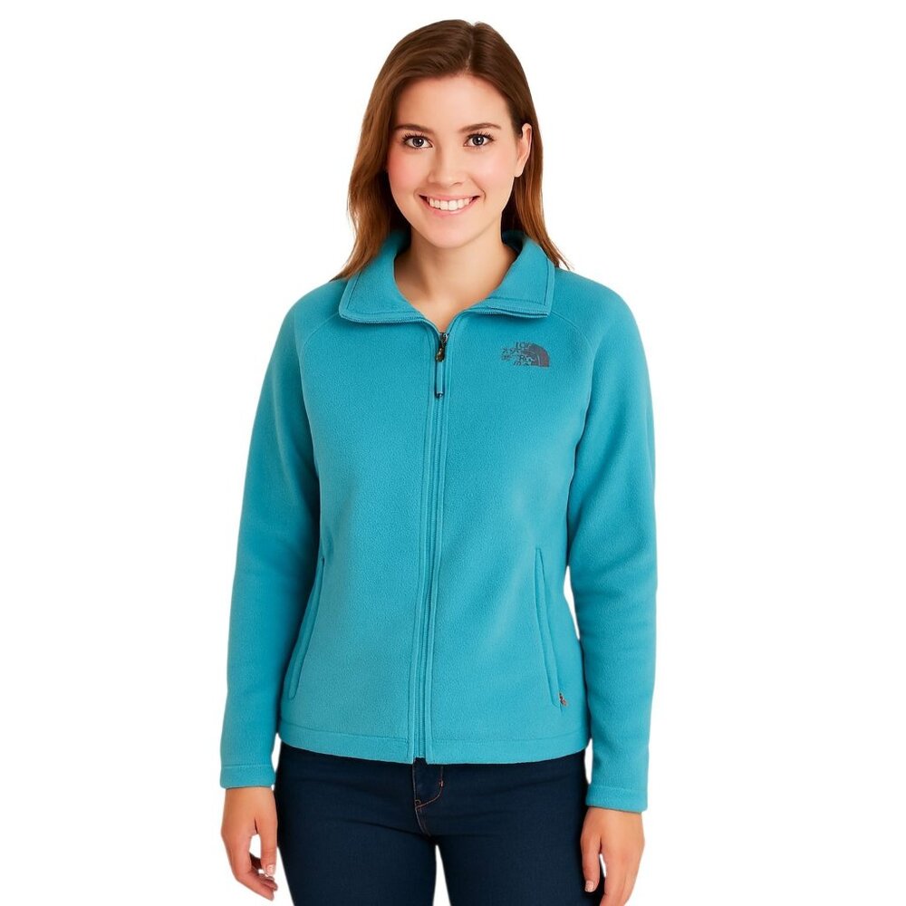 The North Face Feece Zip Up Jacket Coat Teal Blue Woman's WOMEN'S Size Medium